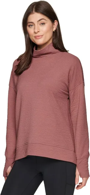 RBX Active Women's Ultra Soft Quilted Cowl Neck Pullover Sweatshirt