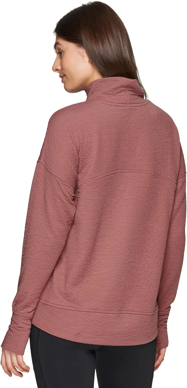 RBX Active Women's Ultra Soft Quilted Cowl Neck Pullover Sweatshirt