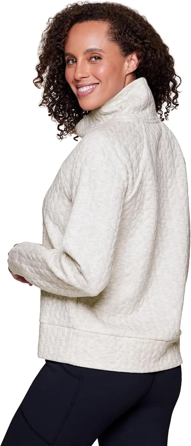 RBX Active Women's Ultra Soft Quilted Cowl Neck Pullover Sweatshirt