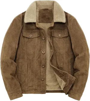 REHJJDFD Men Cotton Jackets Padded Warm Loose Parka Coat Corduroy Short Solid Zip Jacket Men's Casual Windbreaker