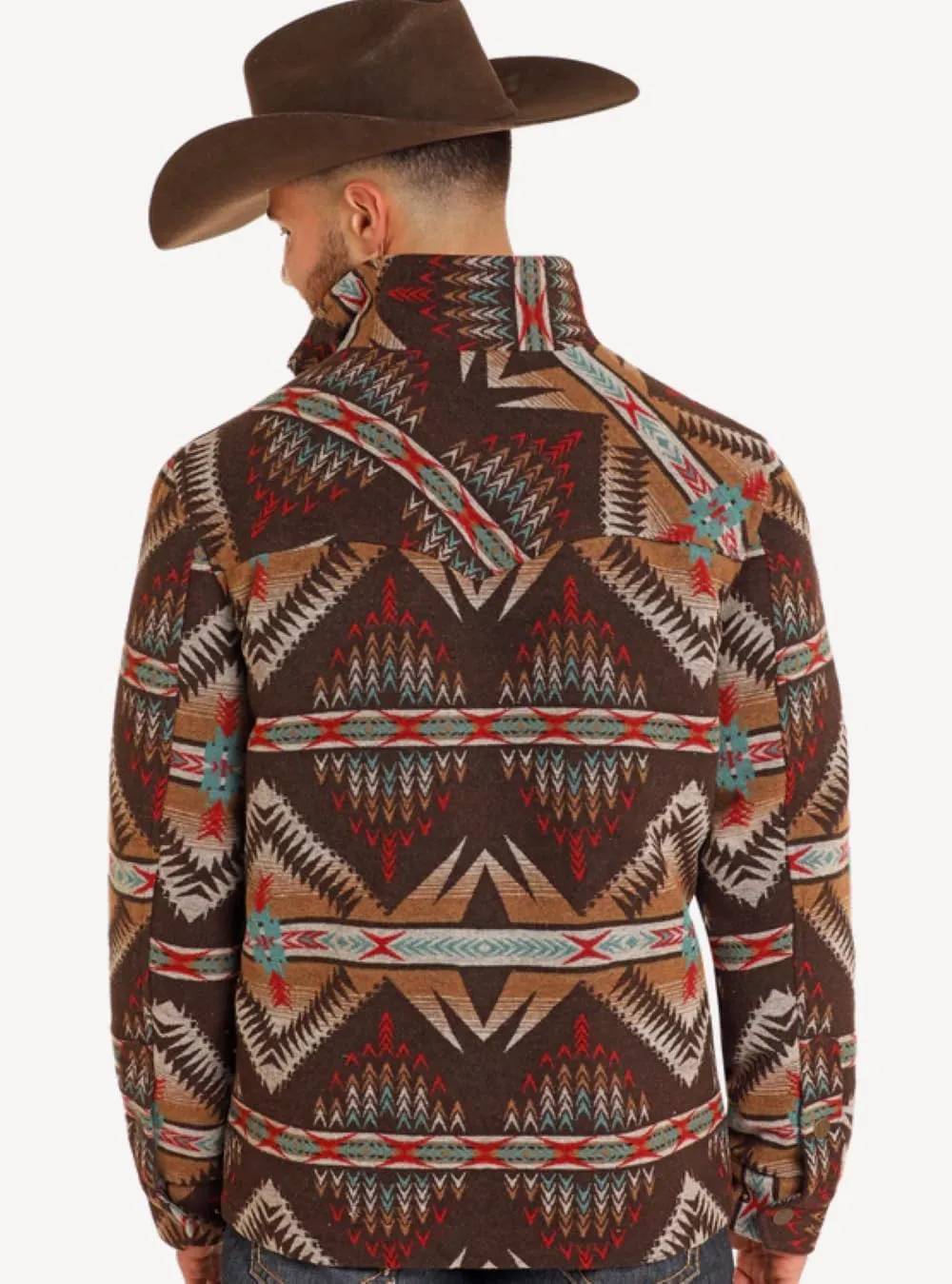 Rock & Roll Denim Powder River Men's Aztec Jacquard Jacket - Brown - DM92C04061