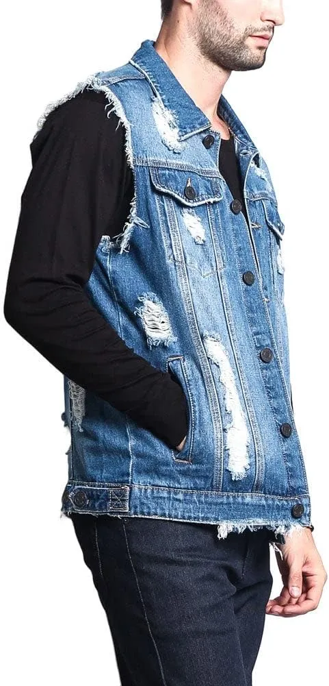 Rocker Denim Jean Vest Jacket