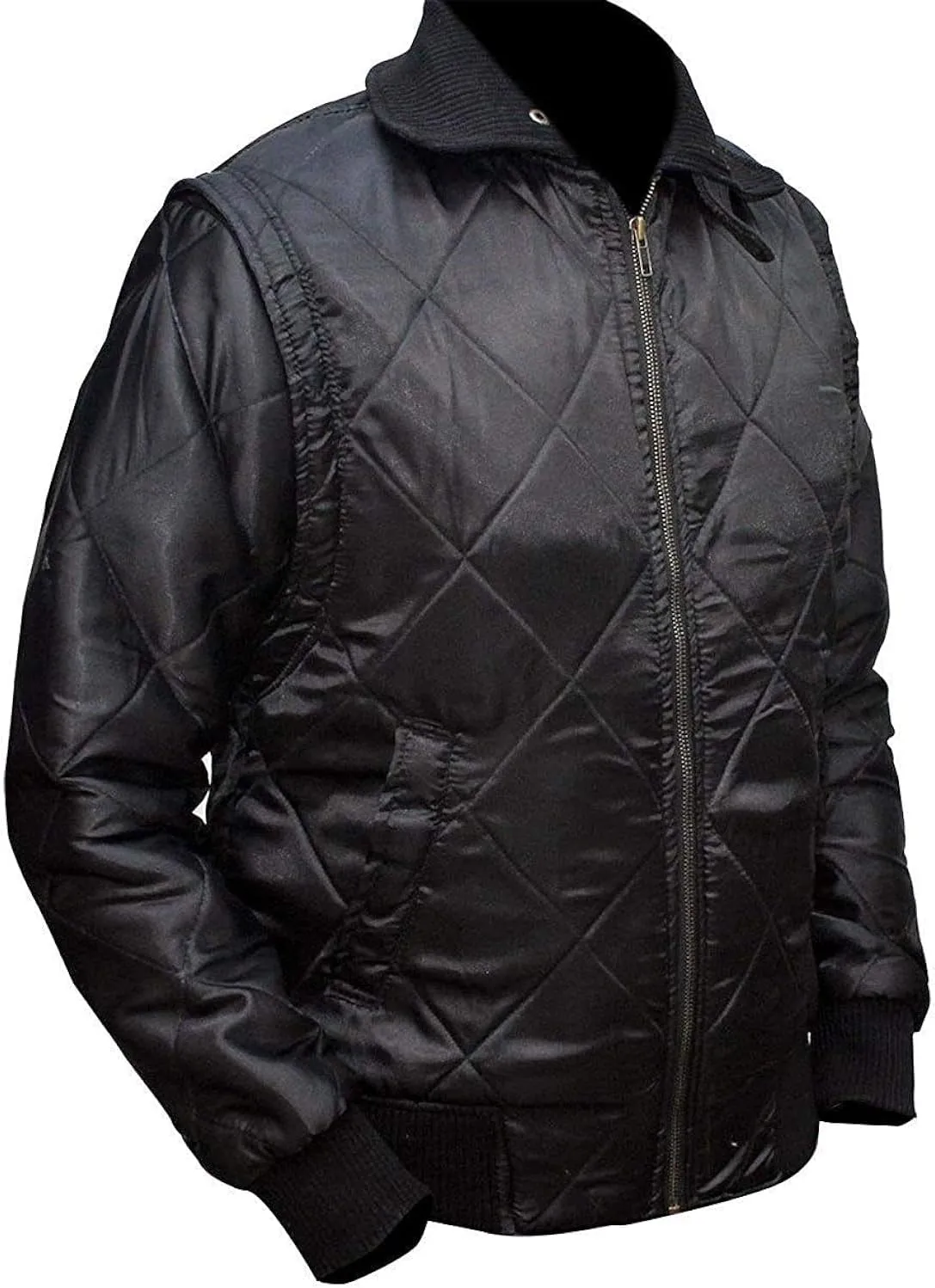 Satin Bomber Jacket Men Quilted Style Lightweight Outerwear Coat