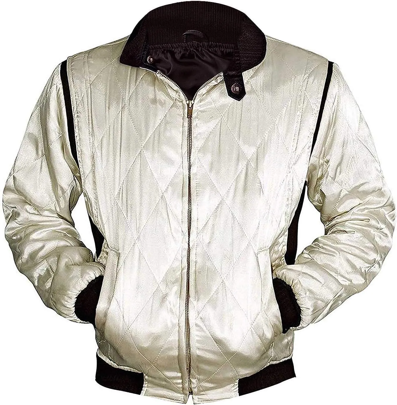 Satin Bomber Jacket Men Quilted Style Lightweight Outerwear Coat