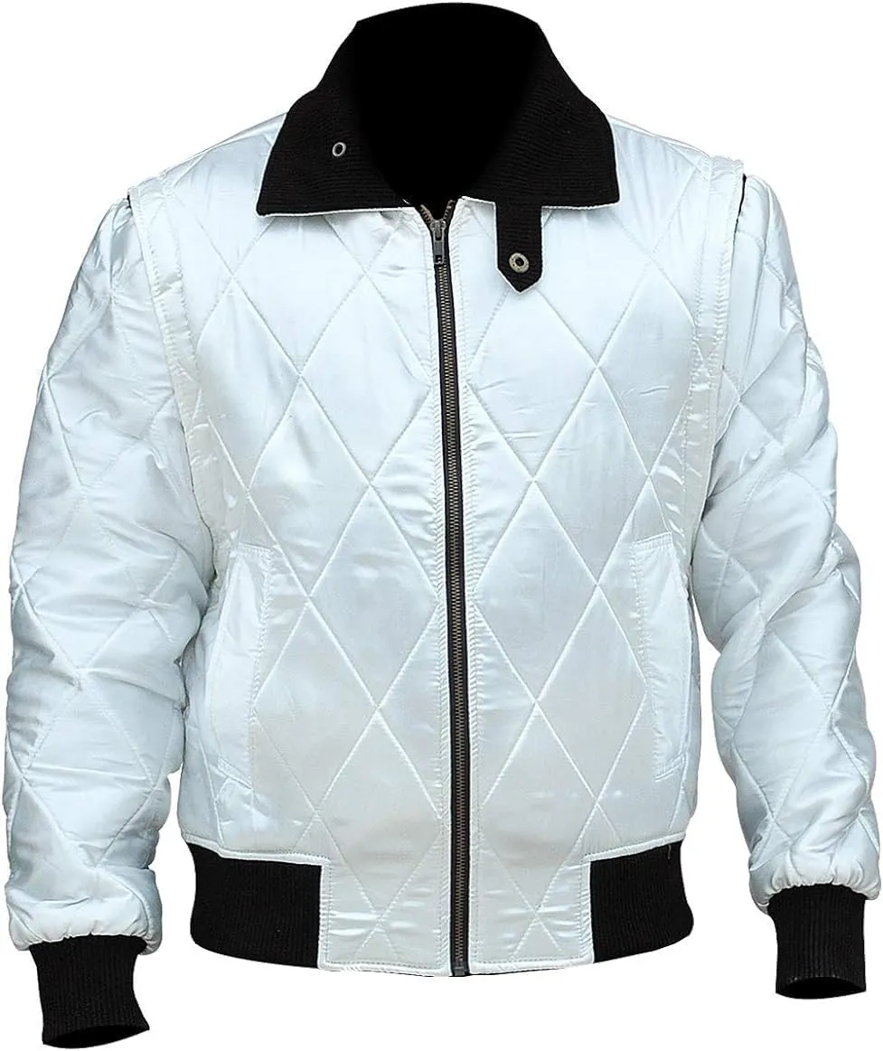 Satin Bomber Jacket Men Quilted Style Lightweight Outerwear Coat
