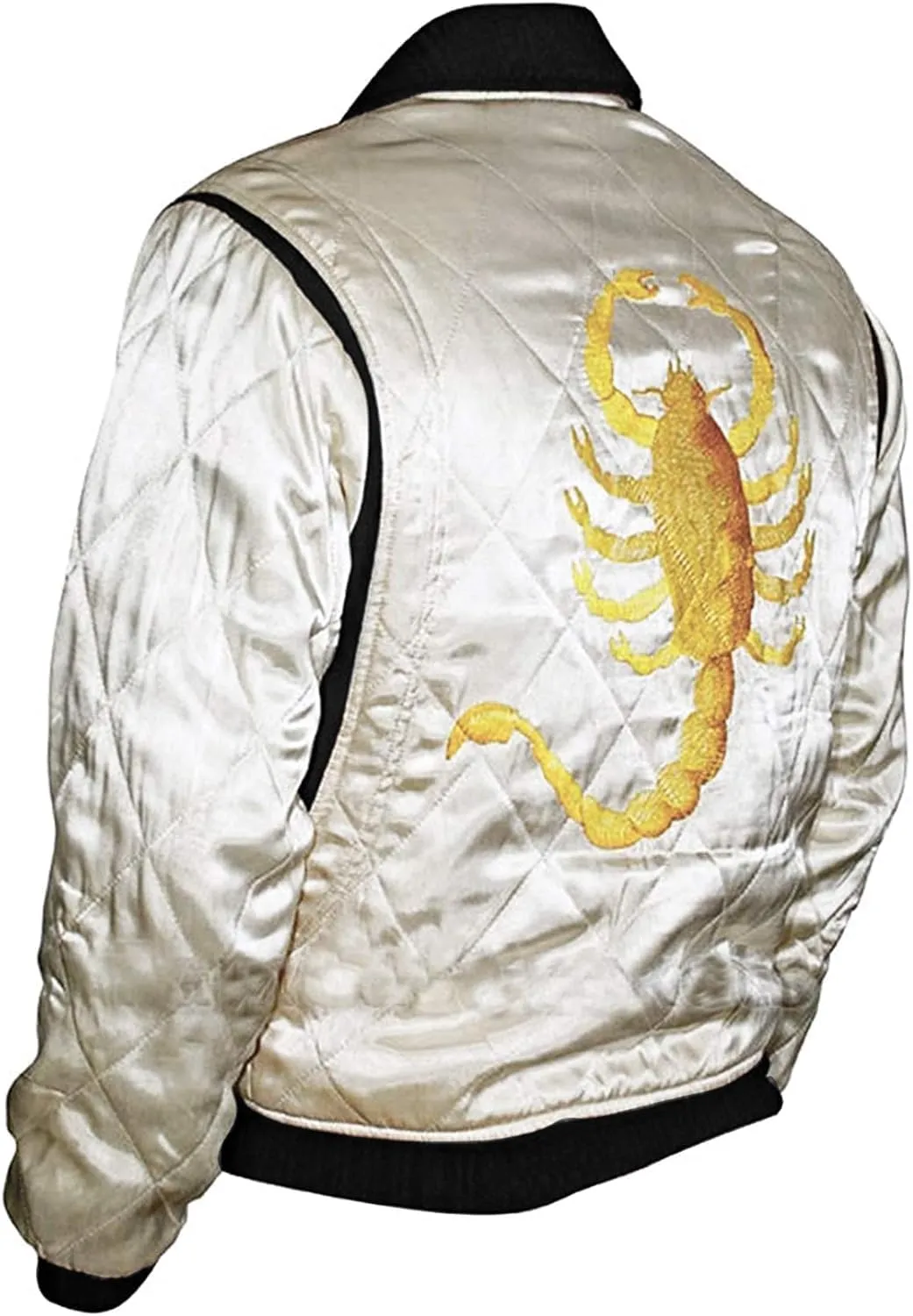 Satin Bomber Jacket Men Quilted Style Lightweight Outerwear Coat