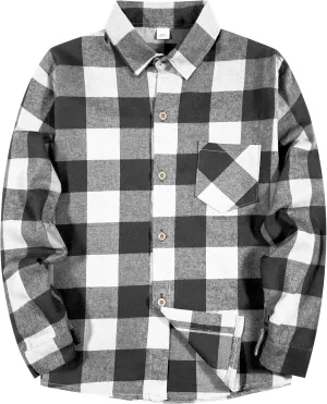 SELINK Girls Long Sleeve Flannel Shirt Kids Buffalo Plaid Button Down Shirt Casual Cute Flannel Blouse Tops