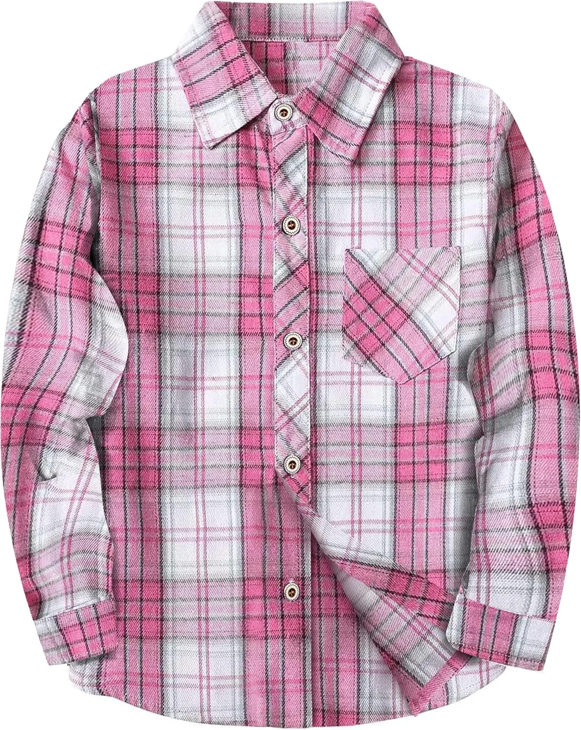 SELINK Girls Long Sleeve Flannel Shirt Kids Buffalo Plaid Button Down Shirt Casual Cute Flannel Blouse Tops