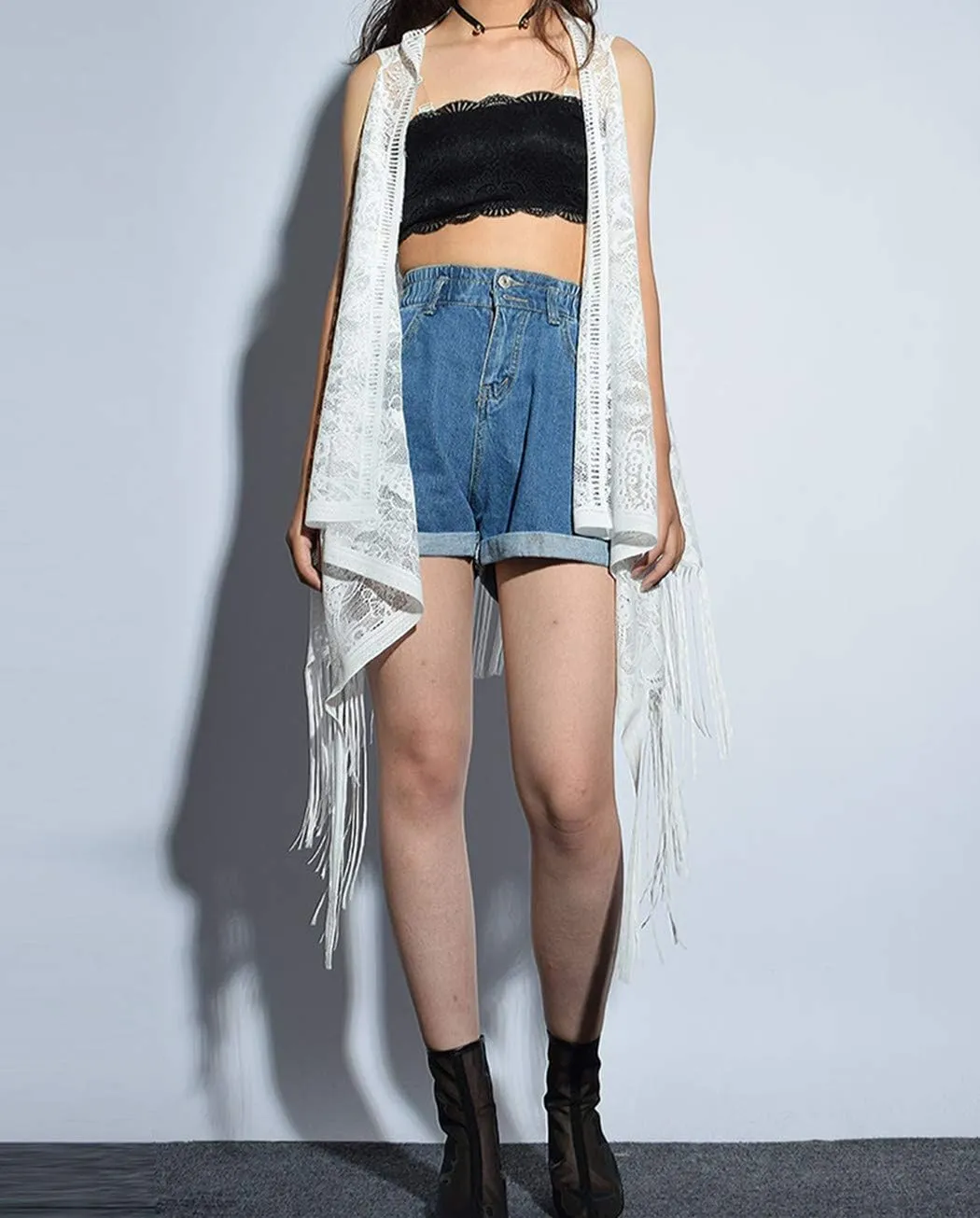 Sexy Lace Cardigan Women Vest Casual Hollow Out Perspective Plus Size Irregular Long Beach Elegant Tops Waistcoat