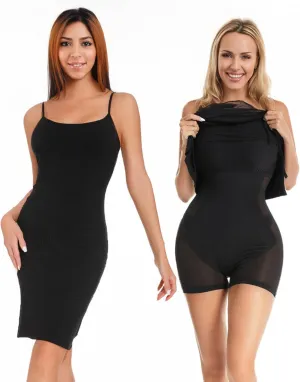 Shapewear Dress, Built-In Shapewear, Slip Dress, Bodycon, Built-In Bra, Slimming (Black)