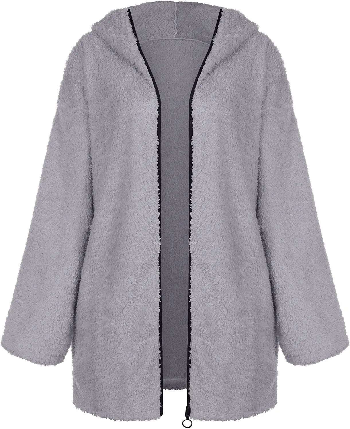Sherpa Jacket Women Fuzzy Fleece Oversized Open Front Hooded Cardigan Cozy Soft Fluffy Sweater Coats with Pockets
