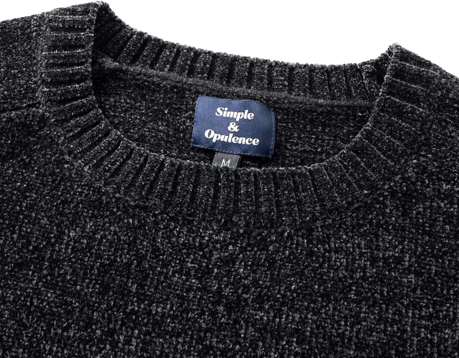 Simple&Opulence Women's Chenille Sweater Crewneck Long Sleeve Pullover Ribbed Cuff Hem Round Neck Jumper Tops