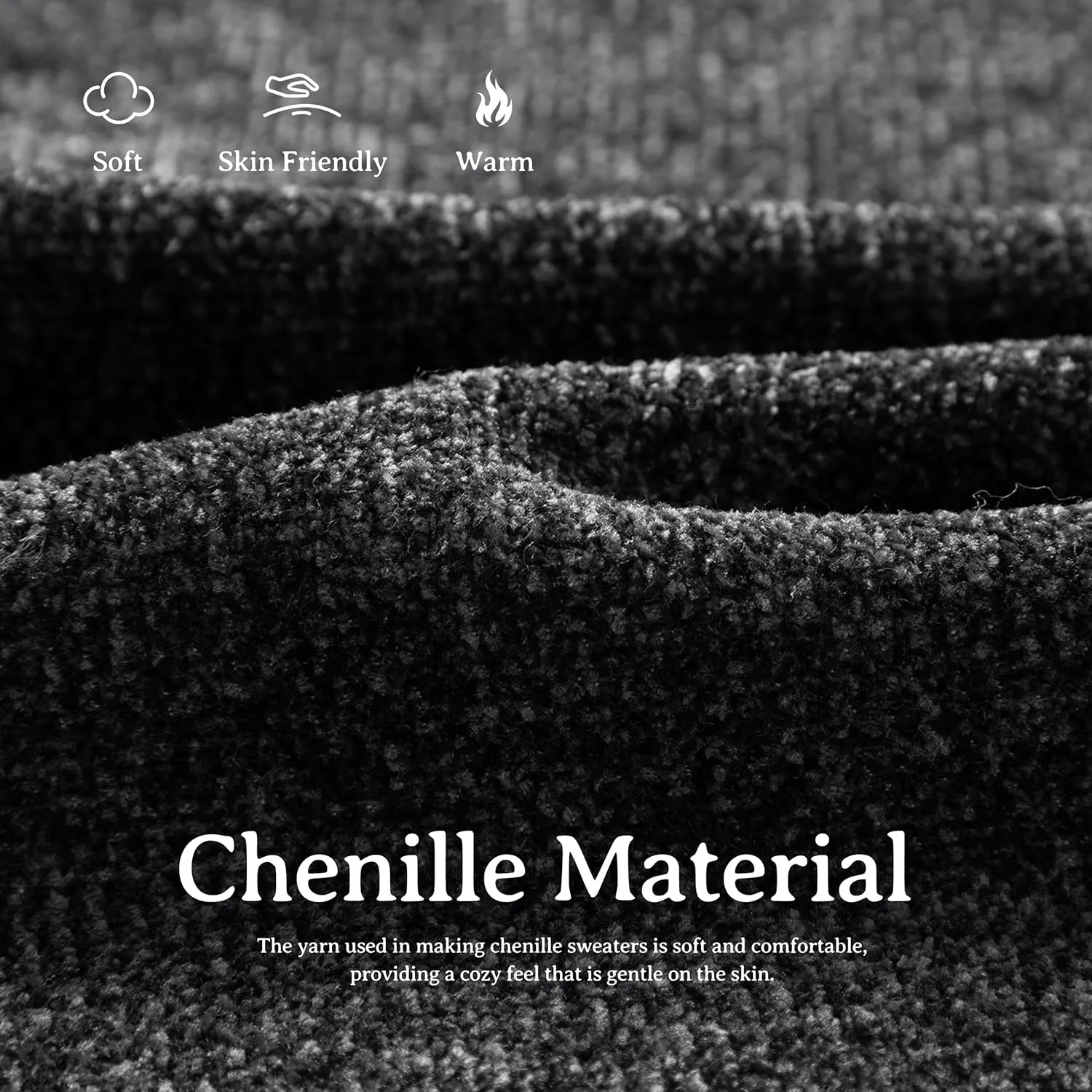 Simple&Opulence Women's Chenille Sweater Crewneck Long Sleeve Pullover Ribbed Cuff Hem Round Neck Jumper Tops