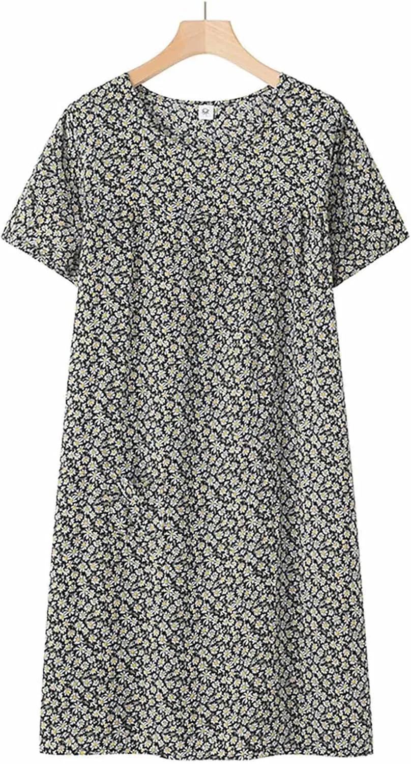 Sleep Shirts for Women Short Sleeve Night Shirts for Sleeping Womens Cotton Nightgown Soft Nightdress Sleepwear