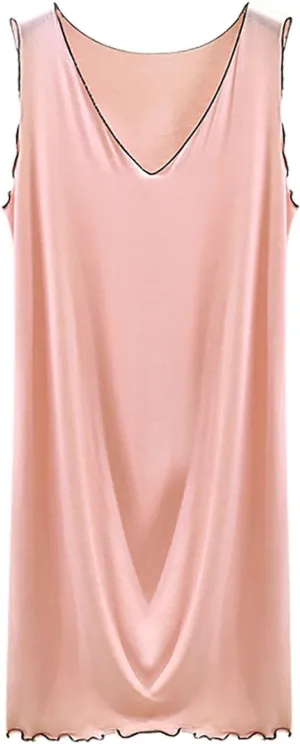 Sleeveless Nightgowns for Women 2025 Loose V Neck Nightshirt Loose Long Tank Sleep Dress Comfy Lounge Sleepwear