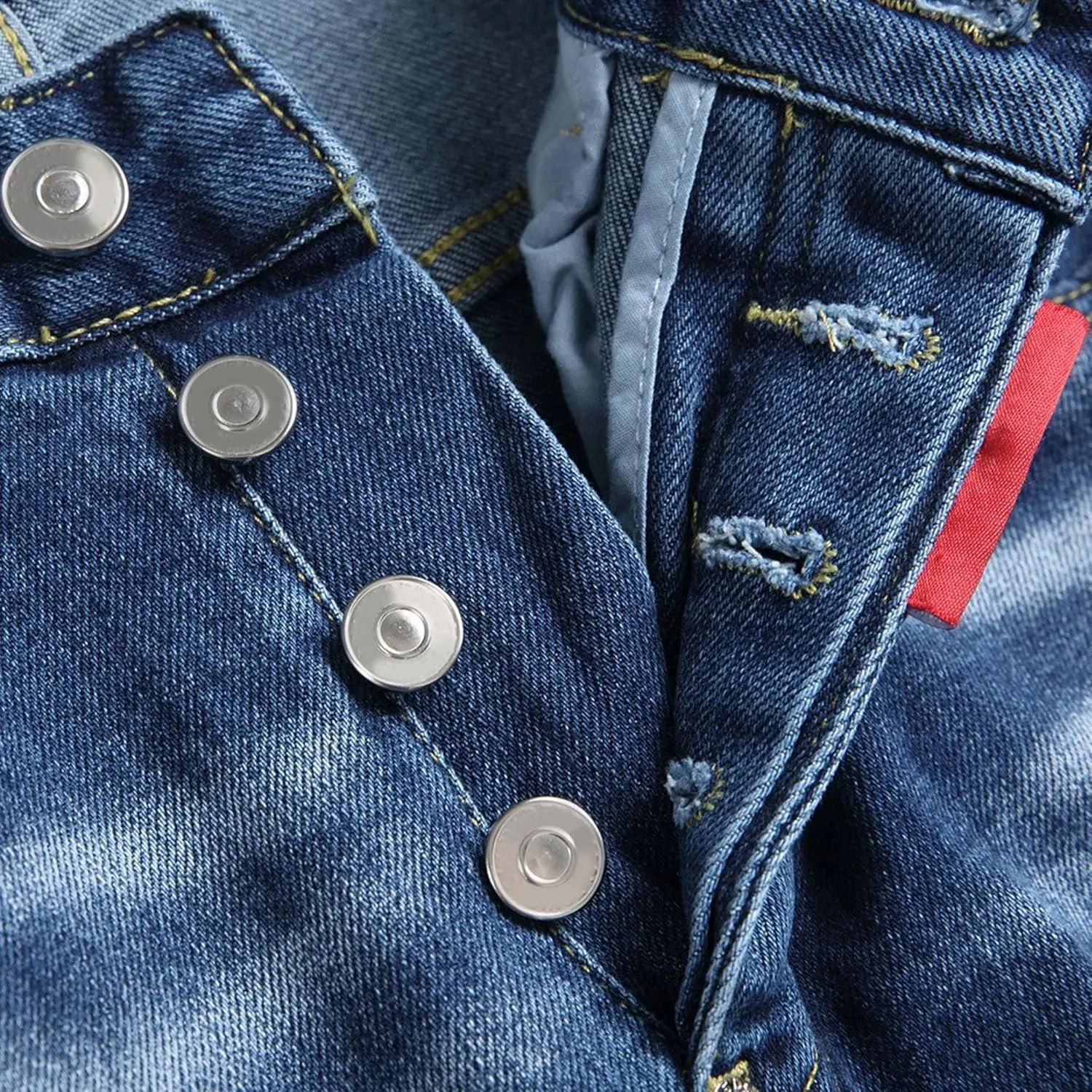 Slim Fit Stretch Skinny Jeans for Men Fashion Button Trousers Straight Leg Comfort Denim Pants