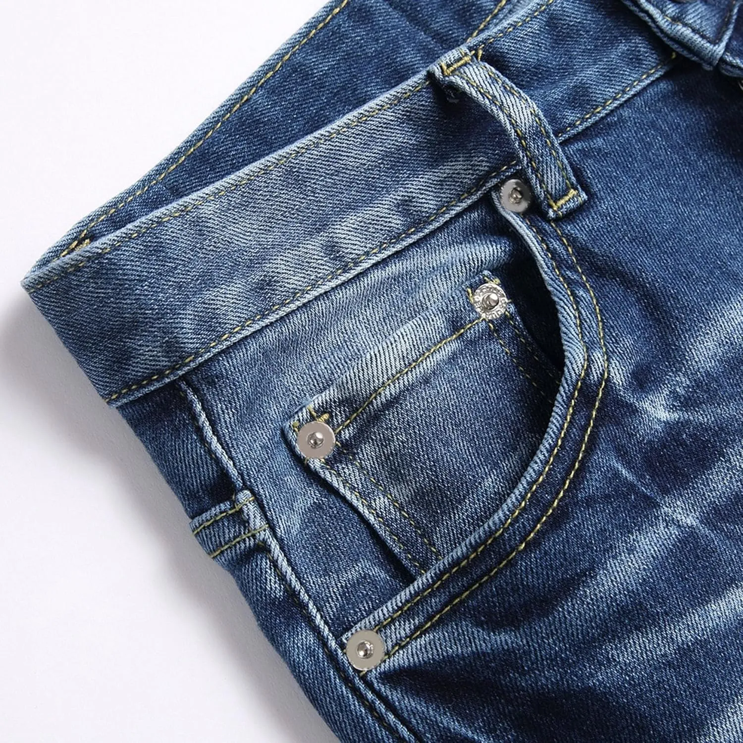 Slim Fit Stretch Skinny Jeans for Men Fashion Button Trousers Straight Leg Comfort Denim Pants
