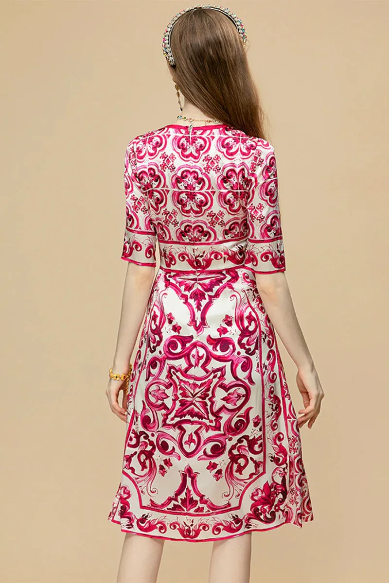 So Stunning Graceful Majolica-print Midi Dress