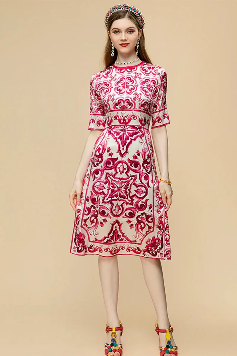 So Stunning Graceful Majolica-print Midi Dress