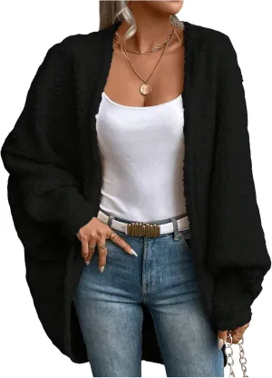 SOLY HUX Cardigan Sweaters for Women Fleece Fuzzy Open Front Long Sleeve Cardigan