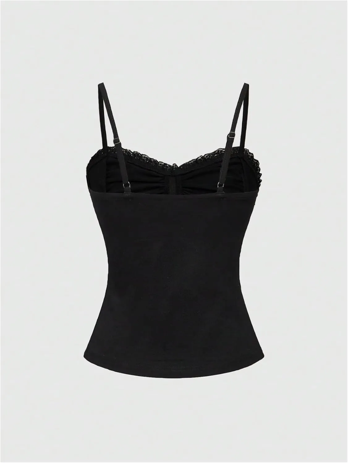 SOLY HUX Women's Gothic Camisole Lace Trim Ruched Spaghetti Strap Fitted Cami Crop Tops Rave Outfits