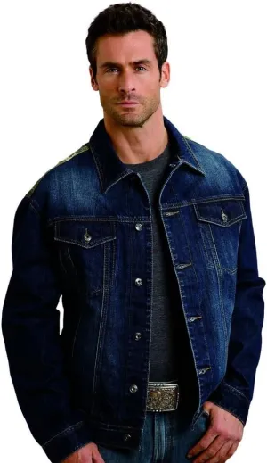 Stetson Mens Denim Jacket with Camo Canvas Blue XL