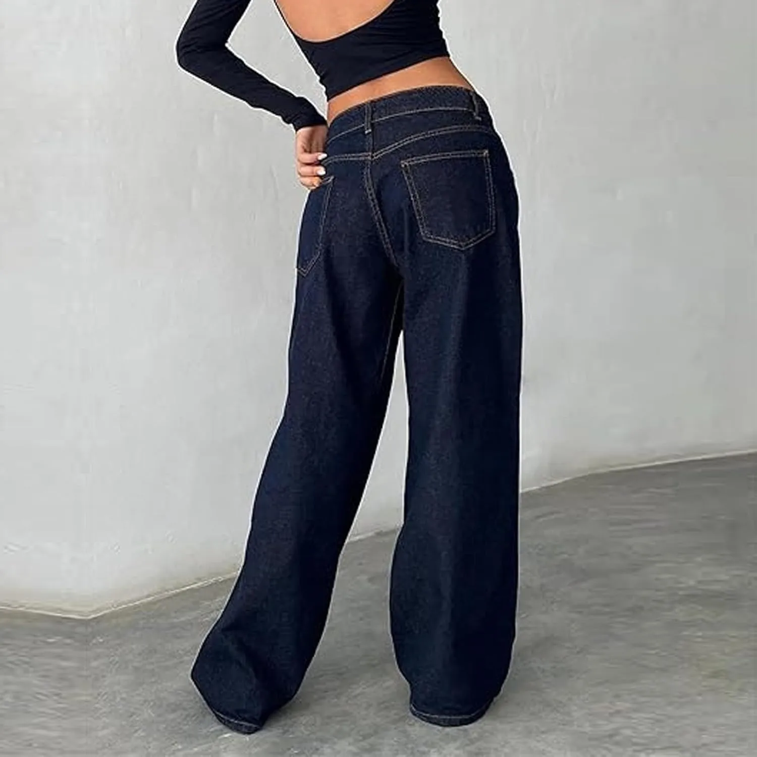 Straight Leg Jeans for Women, Womens Baggy Jeans High Waisted Trendy Cargo Trousers Summer Stretchy Petite Baggy