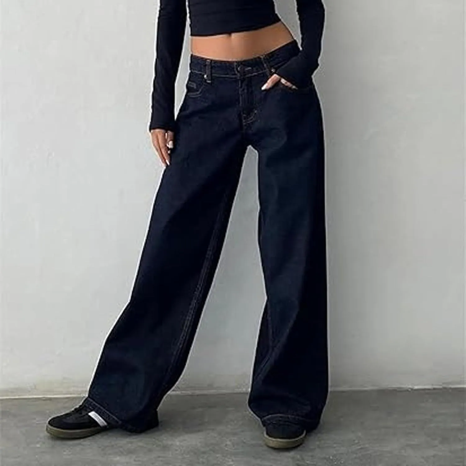 Straight Leg Jeans for Women, Womens Baggy Jeans High Waisted Trendy Cargo Trousers Summer Stretchy Petite Baggy