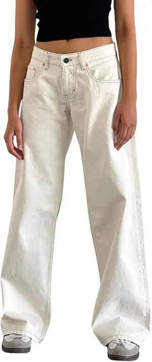 Straight Leg Jeans for Women, Womens Baggy Jeans High Waisted Trendy Cargo Trousers Summer Stretchy Petite Baggy