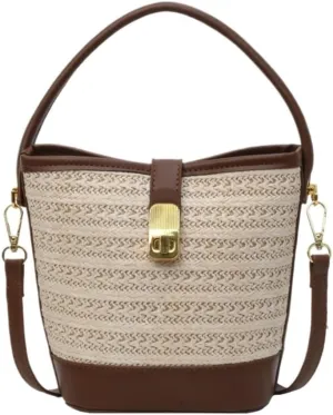 Straw Purse Beach Leisure Straw Handbag Shoulder Bag Retro Bucket Bag Versatile Crossbody Bag Straw Purses