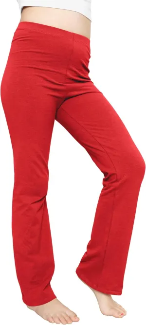 STRETCH IS COMFORT Girls' Cotton High Rise Everyday Straight Leg Yoga Pants  Youth Sizes for Little to Big Kids
