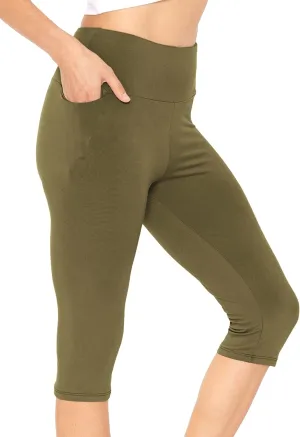 STRETCH IS COMFORT Women and Plus Size High Waist Biker Shorts, Full, and Knee Length Leggings with Pocket