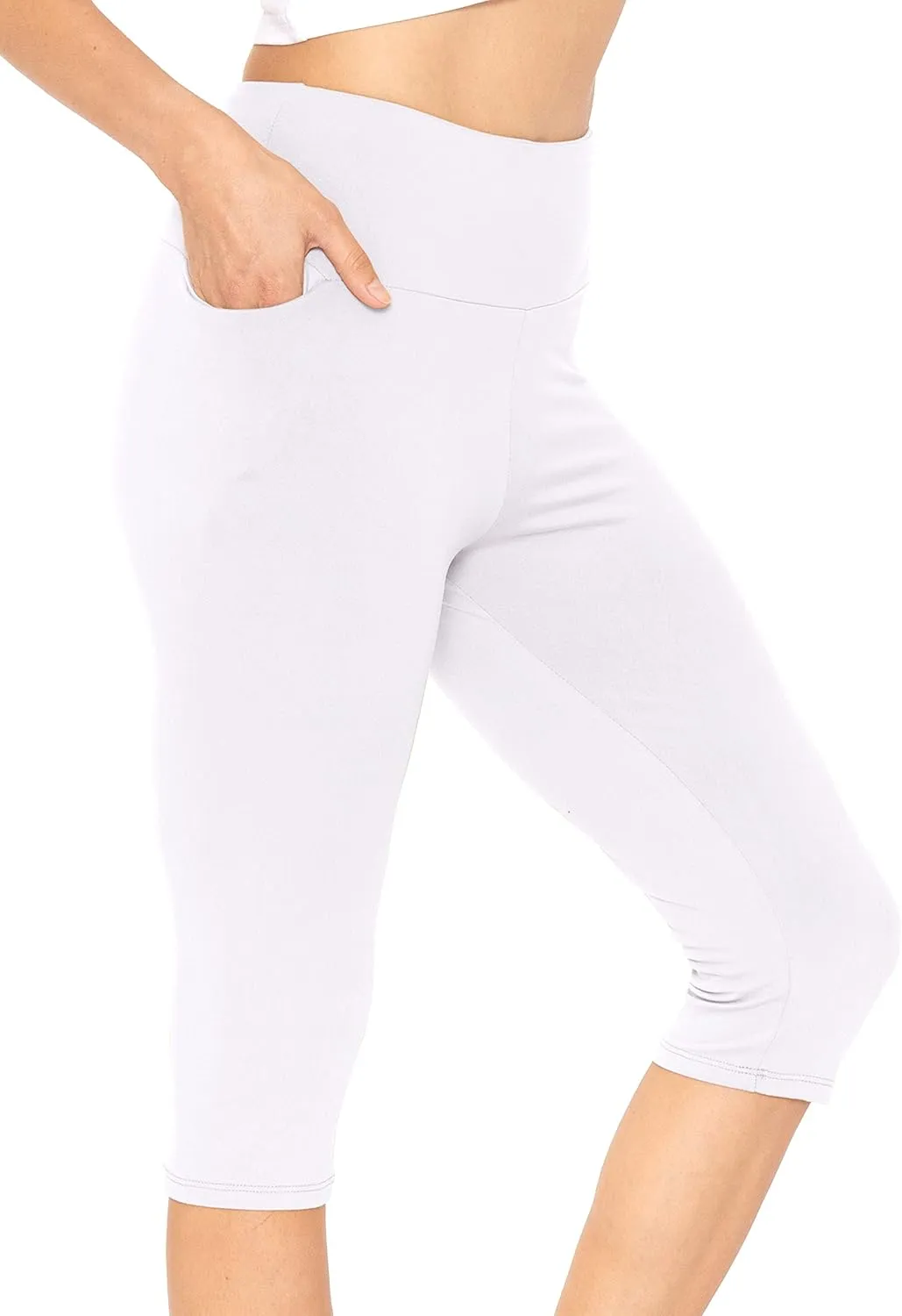 STRETCH IS COMFORT Women and Plus Size High Waist Biker Shorts, Full, and Knee Length Leggings with Pocket