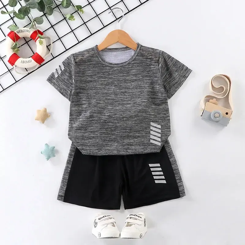 Summer Boys Side Striped Quick Dry T-Shirt & Matching Shorts