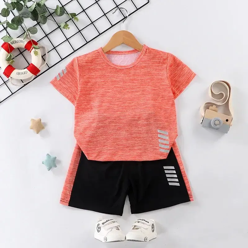 Summer Boys Side Striped Quick Dry T-Shirt & Matching Shorts