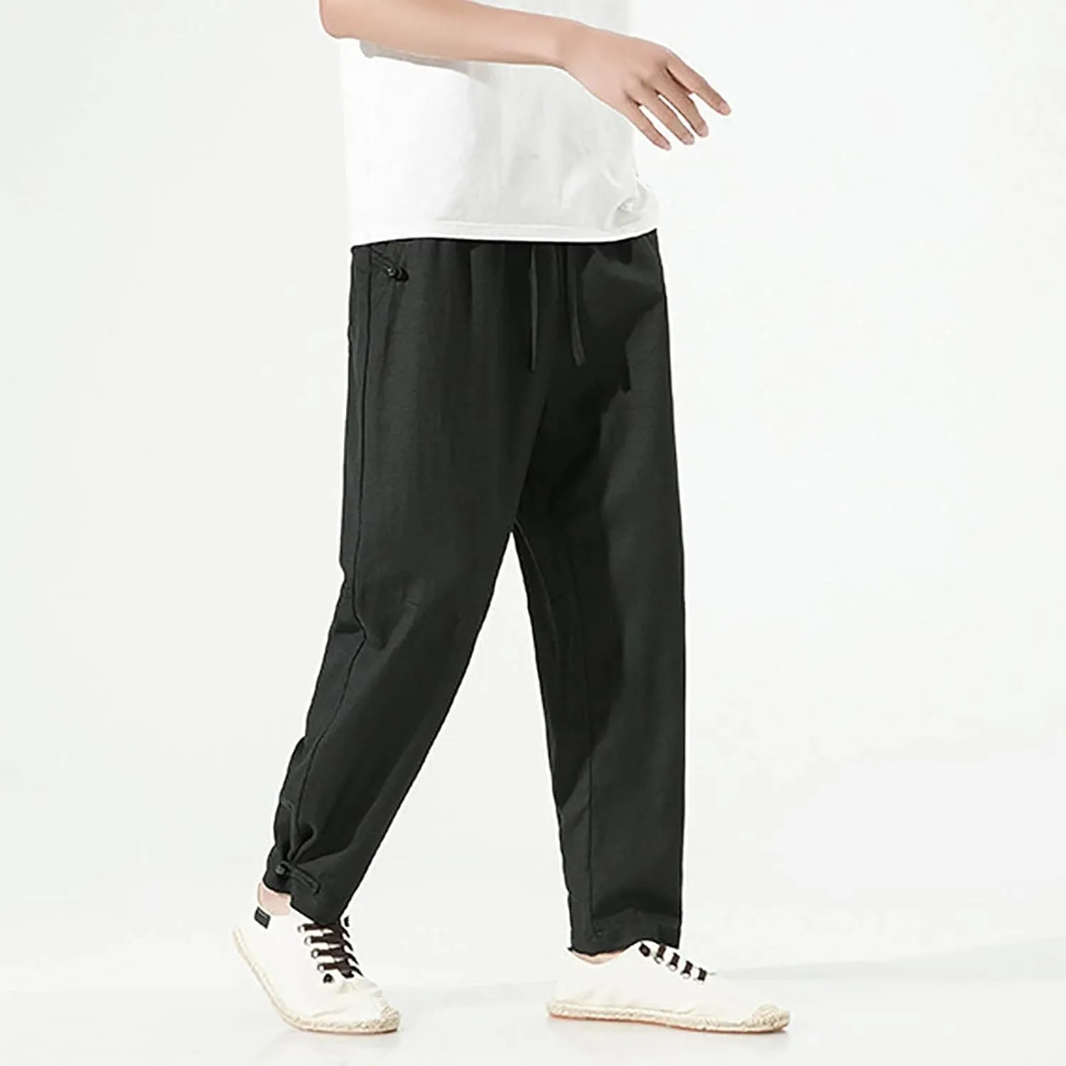 SUWBMHWE Harem Pants Men Mens Everyday Wear Lounge Japanese with Pockets Shorts Summer Beach Linen for Oversized Yoga