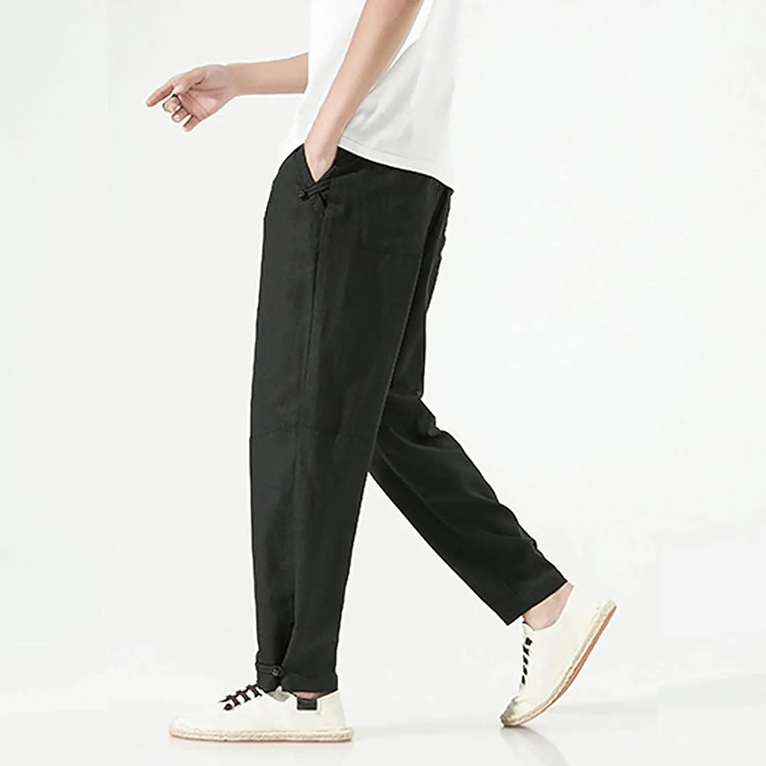 SUWBMHWE Harem Pants Men Mens Everyday Wear Lounge Japanese with Pockets Shorts Summer Beach Linen for Oversized Yoga