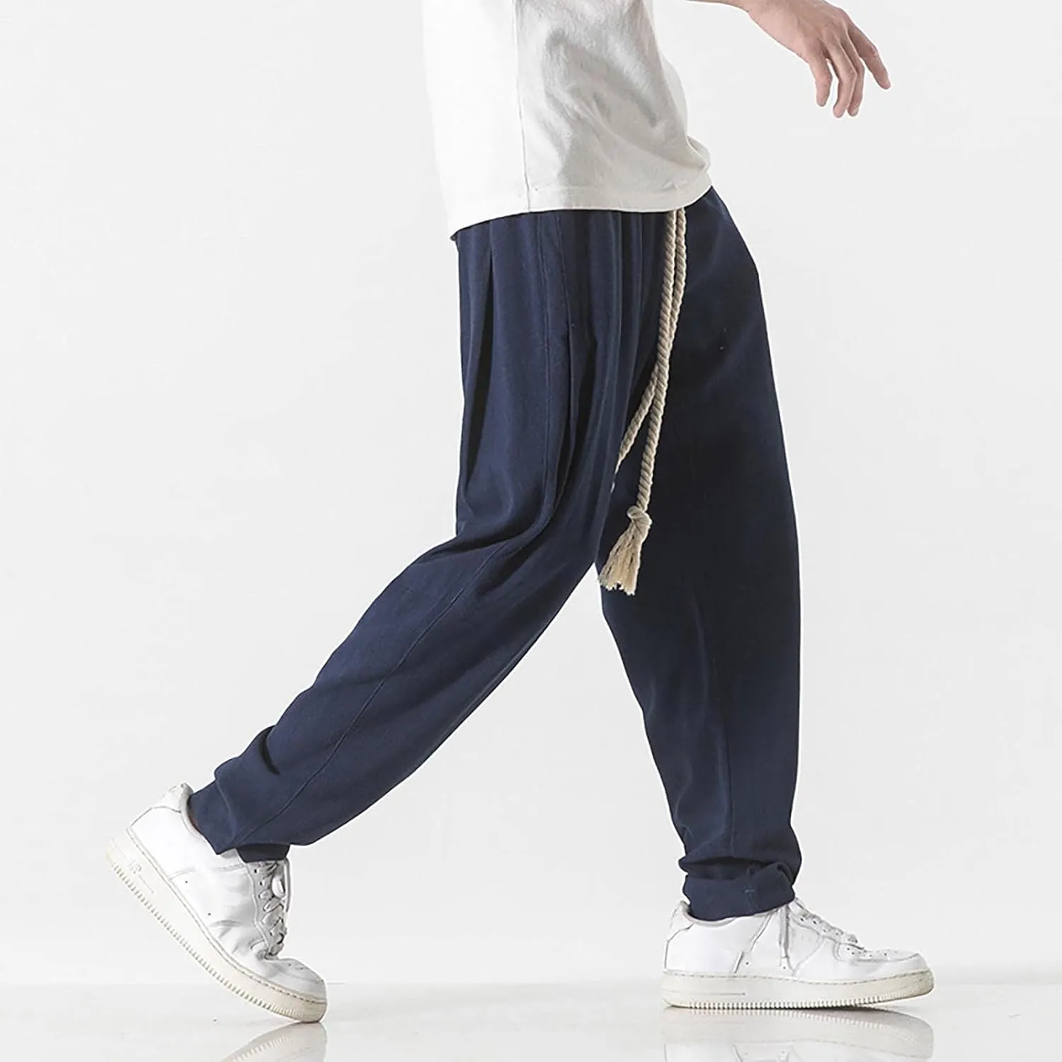 SUWBMHWE Harem Pants Men Mens Everyday Wear Lounge Japanese with Pockets Shorts Summer Beach Linen for Oversized Yoga
