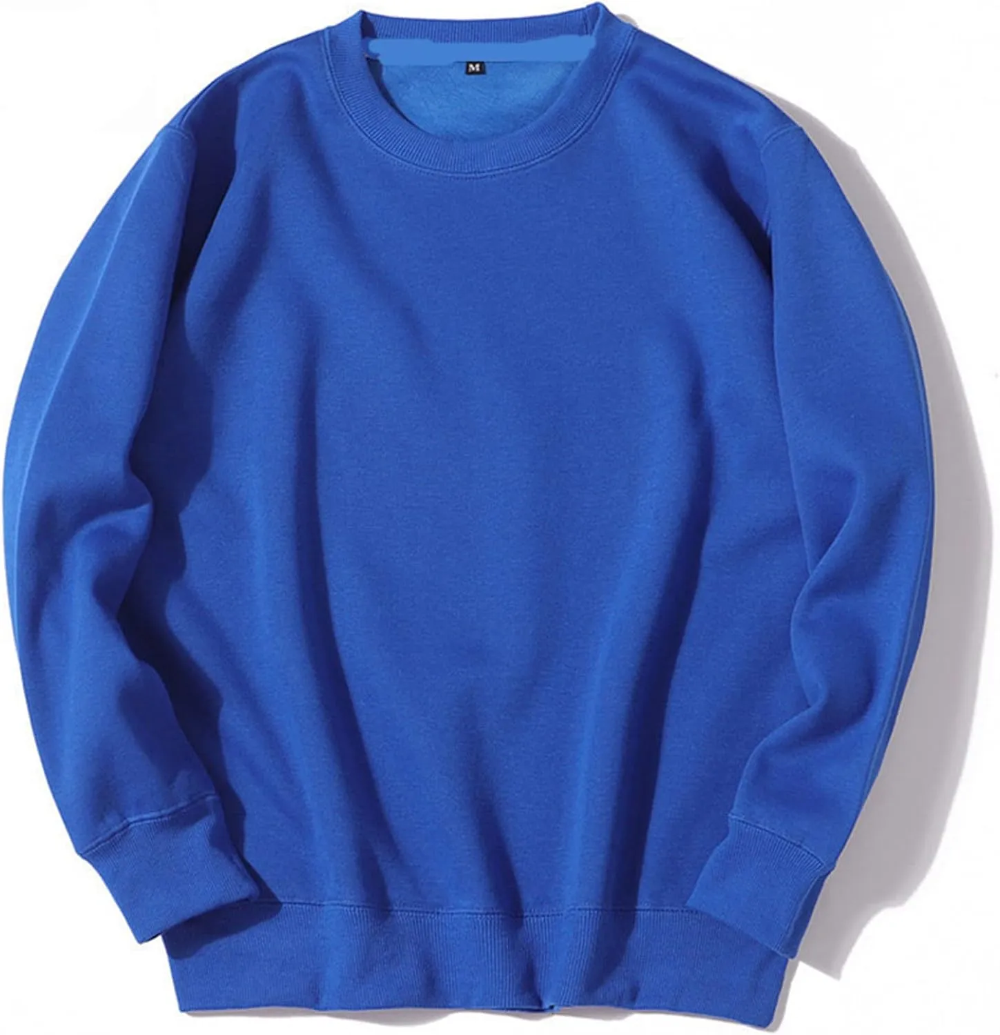 Sweatshirts for Mens Solid Color Crew Neck Fleece Casual Comfy Loose Pullover Long Sleeve Tops Trendy Preppy Clothes