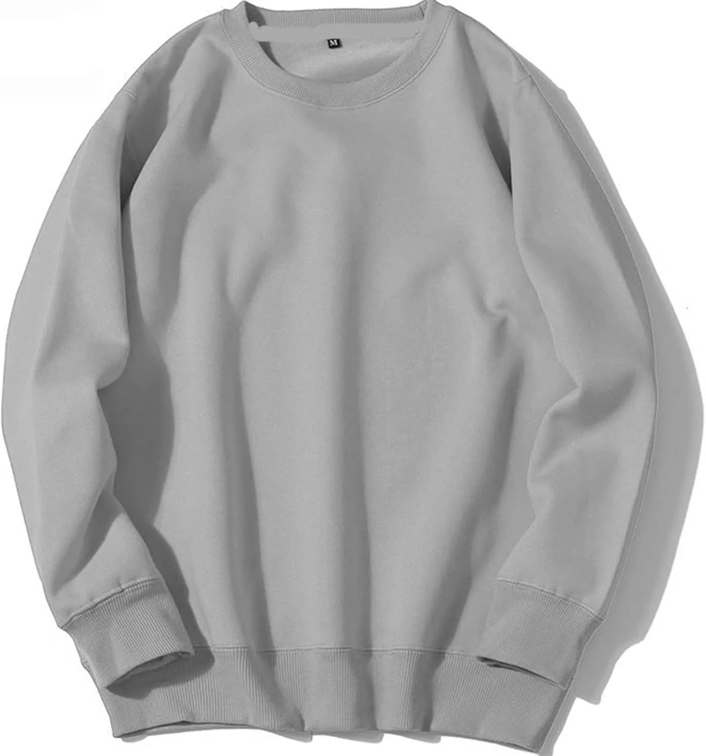 Sweatshirts for Mens Solid Color Crew Neck Fleece Casual Comfy Loose Pullover Long Sleeve Tops Trendy Preppy Clothes