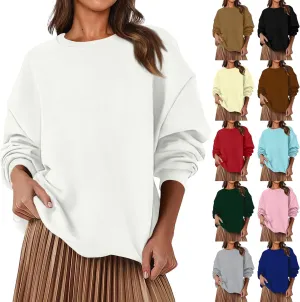 Sweatshirts for Women Plus Size Fleece Crewneck Sweatshirt Oversized Long Sleeve Preppy Pullover Casual Sweat Shirts