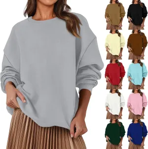 Sweatshirts for Women Plus Size Fleece Crewneck Sweatshirt Oversized Long Sleeve Preppy Pullover Casual Sweat Shirts
