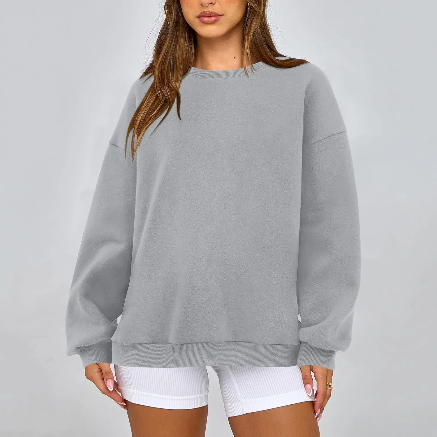 Sweatshirts for Women Plus Size Fleece Crewneck Sweatshirt Oversized Long Sleeve Preppy Pullover Casual Sweat Shirts