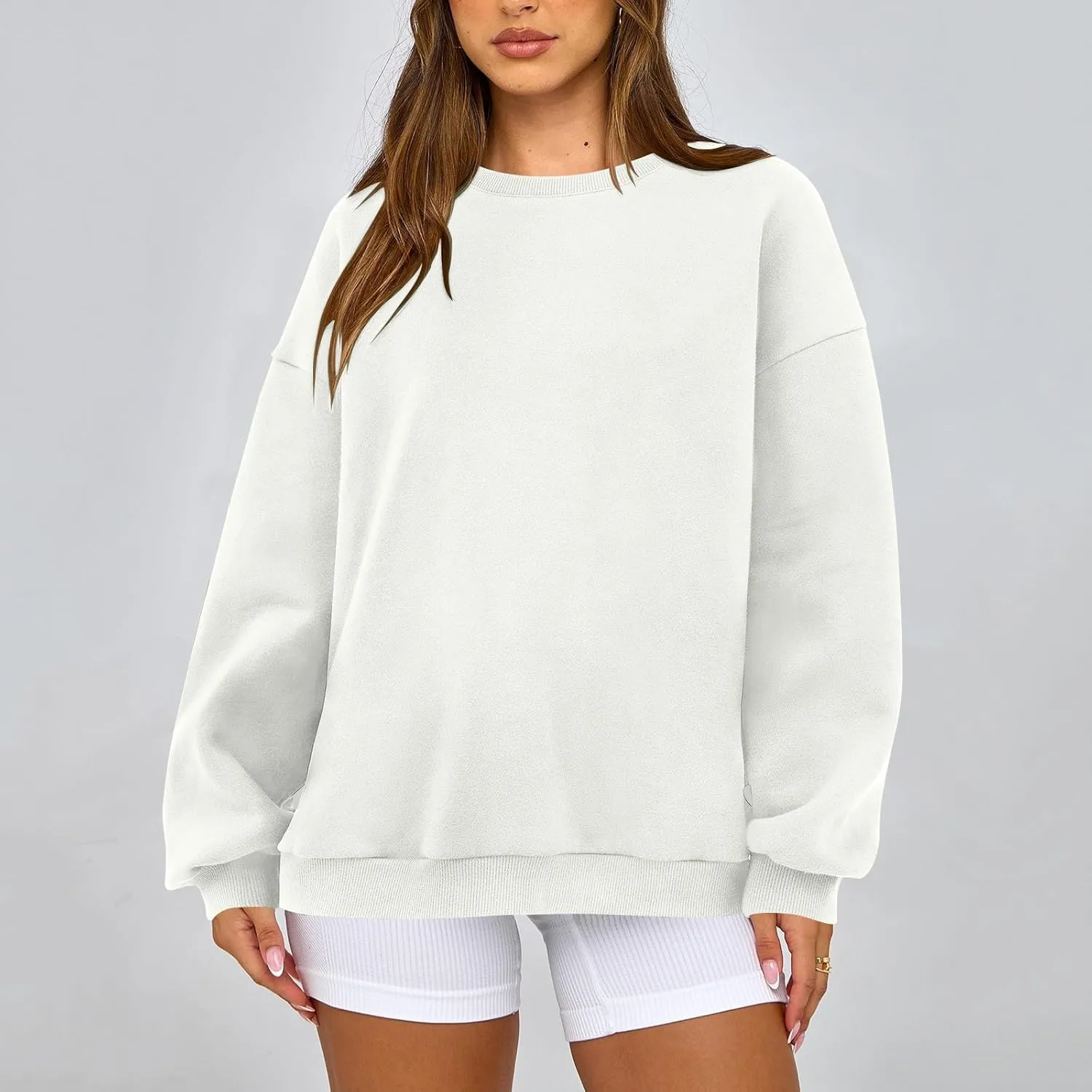 Sweatshirts for Women Plus Size Fleece Crewneck Sweatshirt Oversized Long Sleeve Preppy Pullover Casual Sweat Shirts