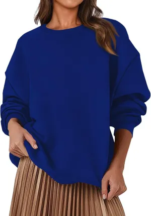 Sweatshirts for Women Plus Size Fleece Crewneck Sweatshirt Oversized Long Sleeve Preppy Pullover Casual Sweat Shirts