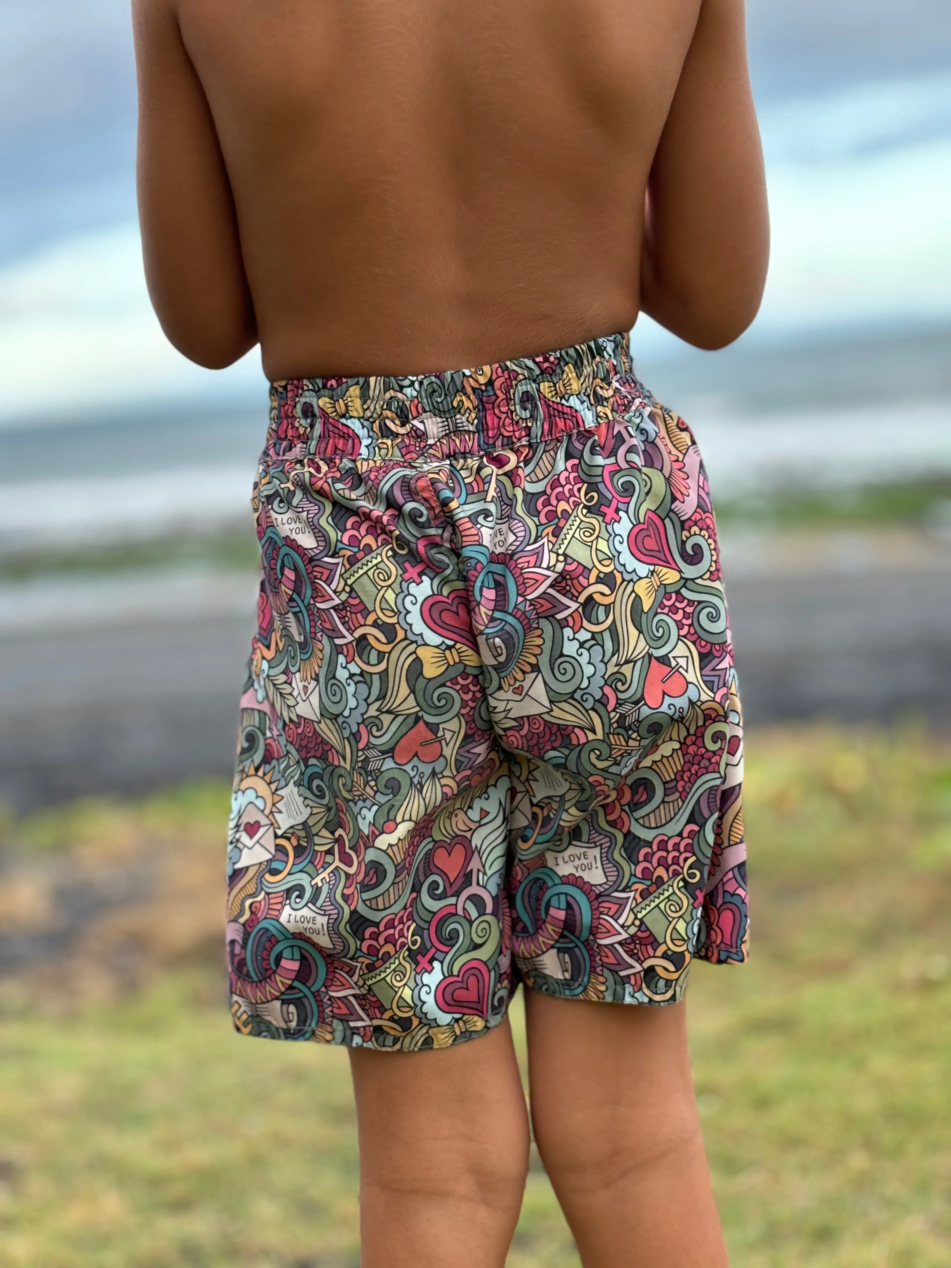 Swim shorts with Doodle print