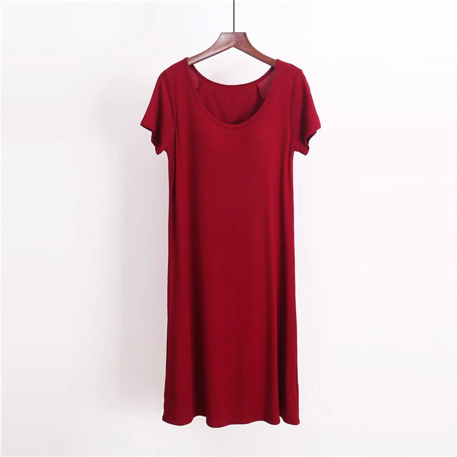 TANGNADE Pajama Dress for Women Built in Bra Short Sleeve Nightshirt Sleep Dress Soft Nightgown Comfy Lounge T shirt Dress