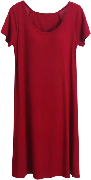 TANGNADE Pajama Dress for Women Built in Bra Short Sleeve Nightshirt Sleep Dress Soft Nightgown Comfy Lounge T shirt Dress