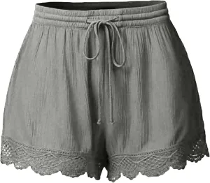 TANGNADE Shorts for Women Trendy High Elastic Waisted Drawstring Beach Shorts 2024 Summer Flowy Wide Leg Shorts