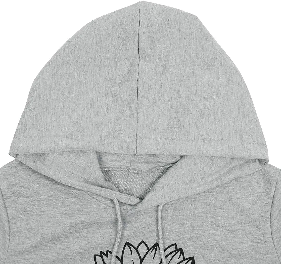 TAOHONG Women Sunflower Hoodies,Trendy Drawstring Sweatshirts with Pockets Long Sleeve Sweaters Pullover Fall Winter Outfits